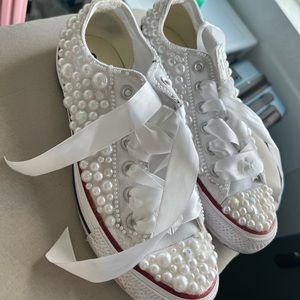 Custom bedazzled white converse from etsy